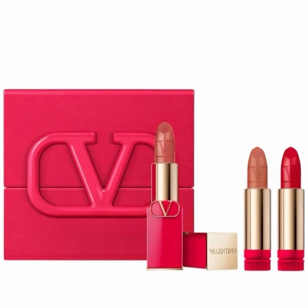 Valentino Rosso Lipstick Set- 1 lipstick & 2 refills!! NIB!!!